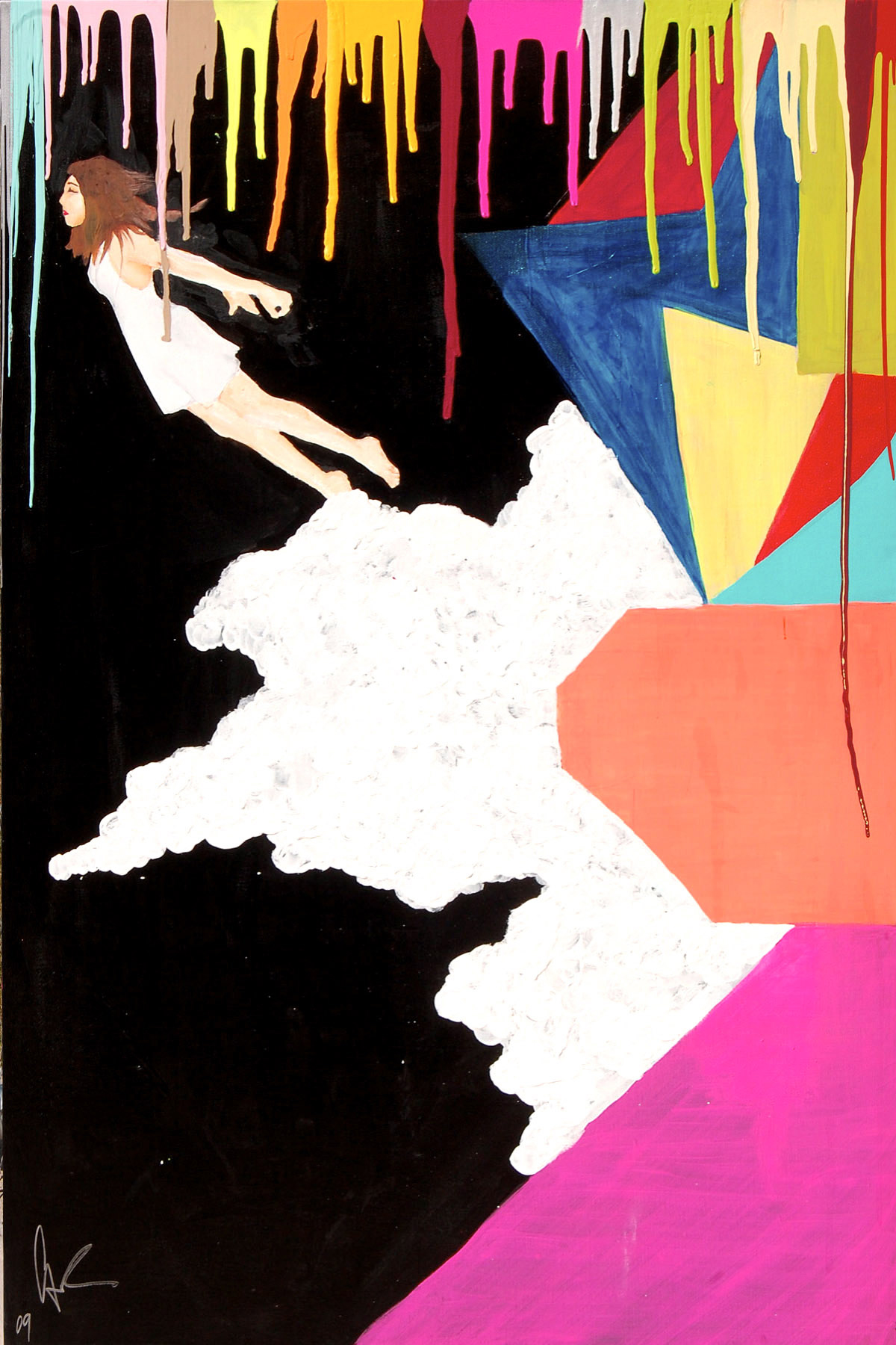 Flying Girl With Colors